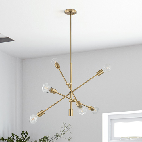 Raev 6-Light Pendant in Aged Brass by Design Classics
