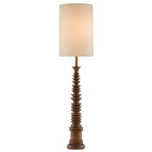 Malayan Floor Lamp in Natural Rubber Wood by Currey & Company