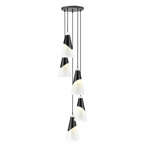 Z-Lite Z-Lite Aimie Matte Black Multi-Light Pendant with Conical Shade 828P7-5R-MB