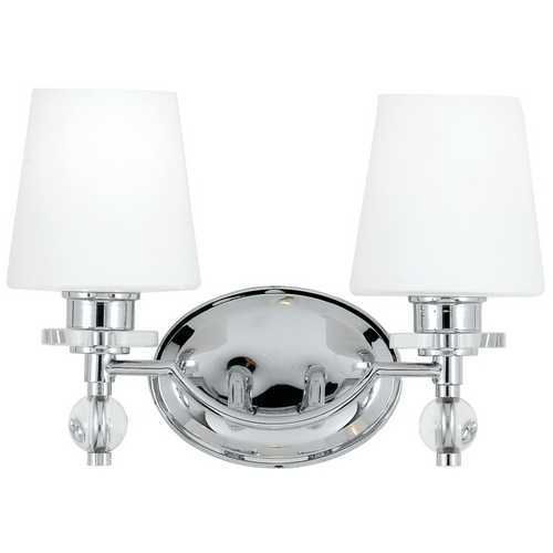 Quoizel Lighting Bathroom Light with White Glass in Polished Chrome Finish HS8602C