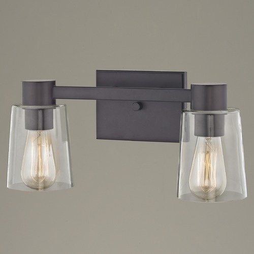 Design Classics Lighting 2-Light Clear Glass Bathroom Light Bronze 2102-220 GL1027-CLR