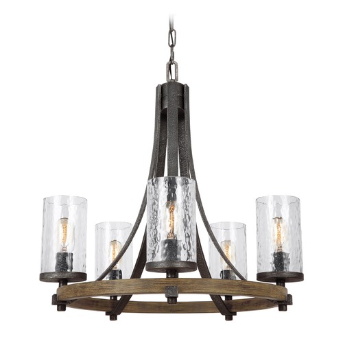 Angelo 24-Inch Chandelier in Oak & Slate Grey by Visual Comfort Studio