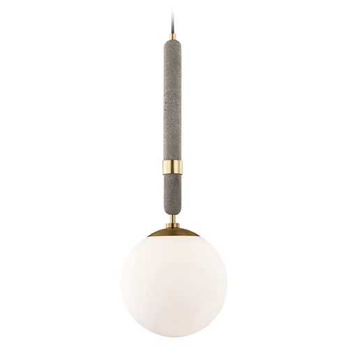 Mitzi by Hudson Valley Mitzi By Hudson Valley Brielle Aged Brass Pendant Light with Globe Shade H289701L-AGB