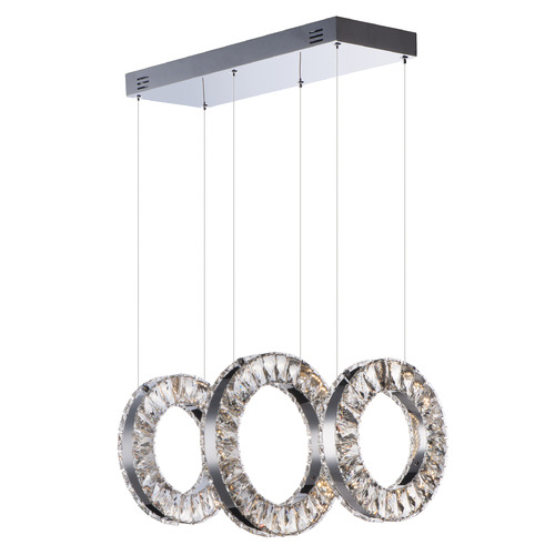 Charm 3-Light LED Linear Pendant in Polished Chrome by ET2 Lighting