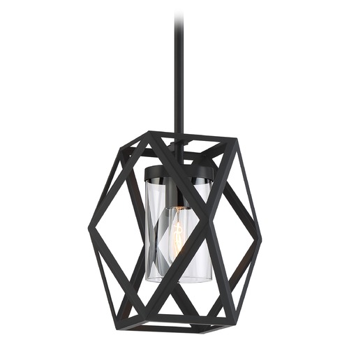 Zemi Black Pendant with Cylindrical Shade by Satco Lighting