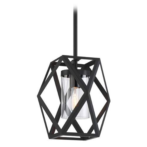 Satco Lighting Zemi Black Pendant with Cylindrical Shade by Satco Lighting 60/7302