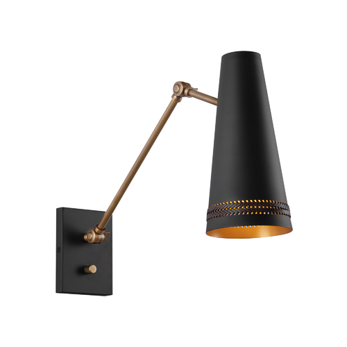 Alora Lighting Brickell Wall Lamp in Black with Leather by Alora Lighting WV342105MBHL