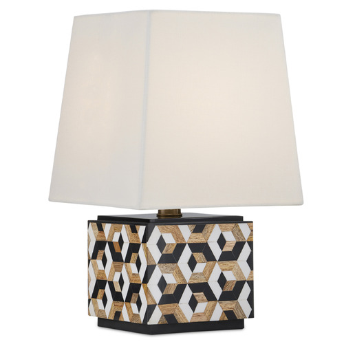 Currey and Company Lighting Currey and Company Geo Black / White / Natural Table Lamp with Square Shade 6000-0885