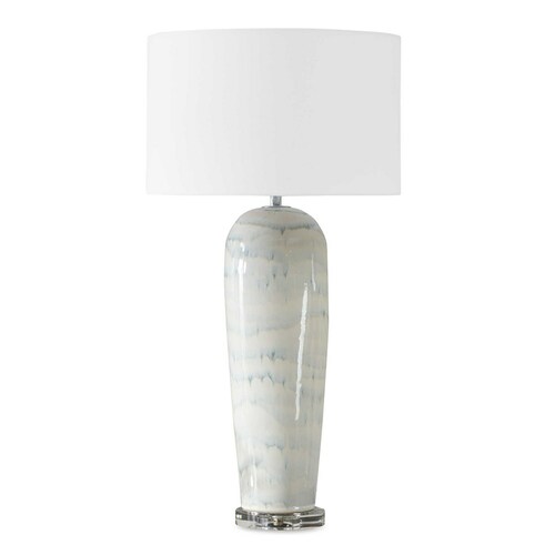 The Uttermost Company Arden White & Brushed Nickel Table Lamp with Empire Shade