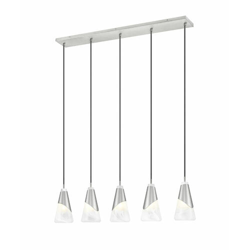Z-Lite Aimie Brushed Nickel Multi-Light Pendant with Conical Shade