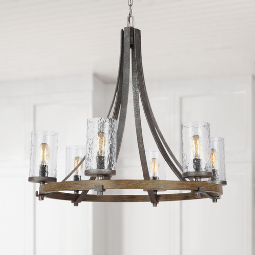 Angelo 30.50-Inch Chandelier in Oak & Slate Grey by Visual Comfort Studio