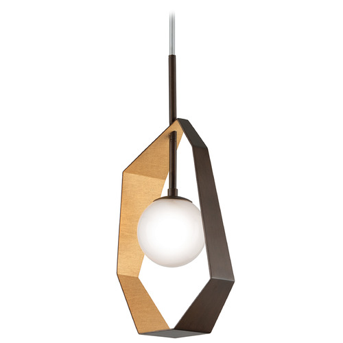Troy Lighting Origami Bronze & Gold Leaf LED Pendant Light with Globe Shade