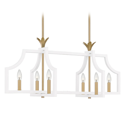 Quoizel Lighting Dusty Lane Matte White & Gold Accents Island Light