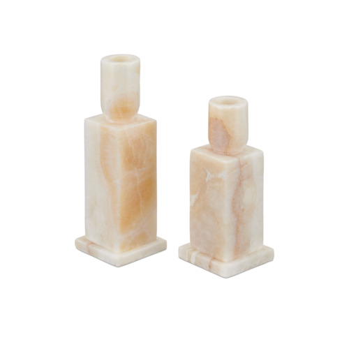 Lithos Ivory Candle Holder Set of 2 by Currey & Company