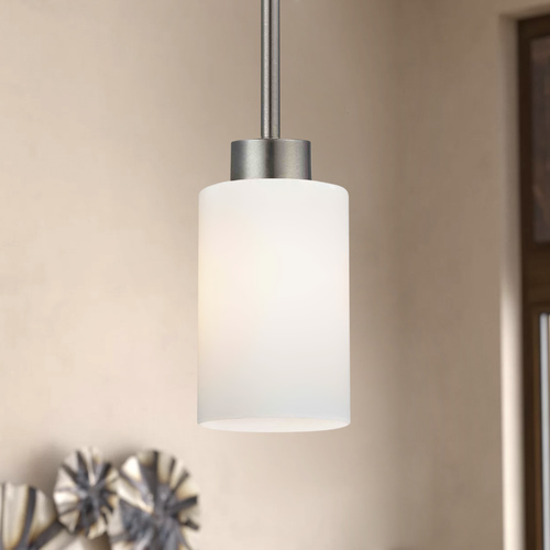 Design Classics Lighting Modern Mini-Pendant Light with White Glass 1123-1-09 GL1024C