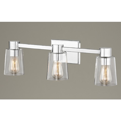 Design Classics Lighting 3-Light Clear Glass Bathroom Light Chrome 2103-26 GL1027-CLR