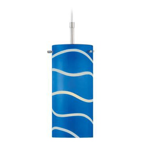 Lite Source Lighting Lite Source Pacifica Polished Steel Pendant Light with Cylindrical Shade LS-19991BLU