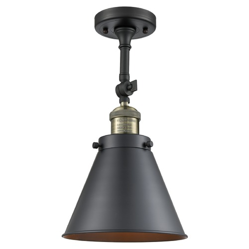 Innovations Lighting Innovations Lighting Appalachian Black Antique Brass Semi-Flushmount Light 201F-BAB-M13-BK