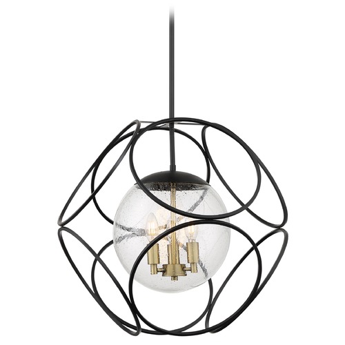 Aurora Black & Vintage Brass Pendant Globe by Satco Lighting