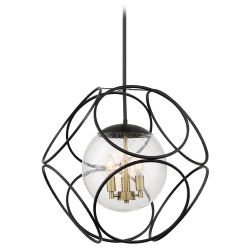 Satco Lighting Aurora Black & Vintage Brass Pendant Globe by Satco Lighting 60/6947