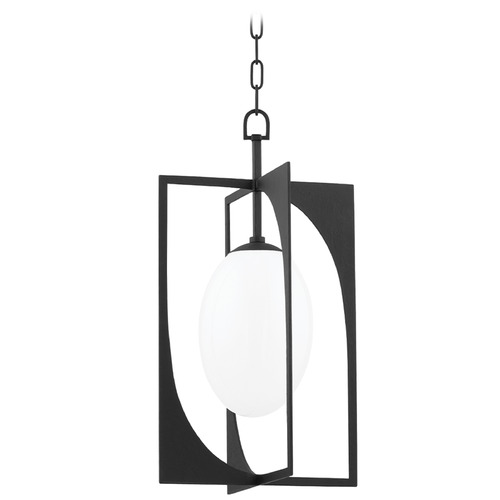 Troy Lighting Enzo Black Iron Pendant Light with Oval Shade