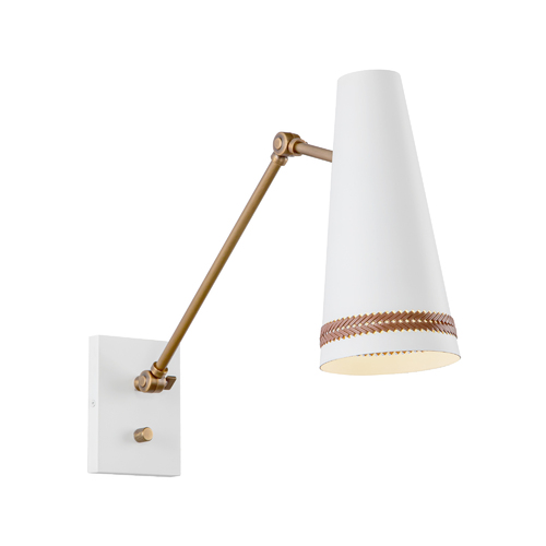 Brickell Wall Lamp in White with Leather by Alora Lighting