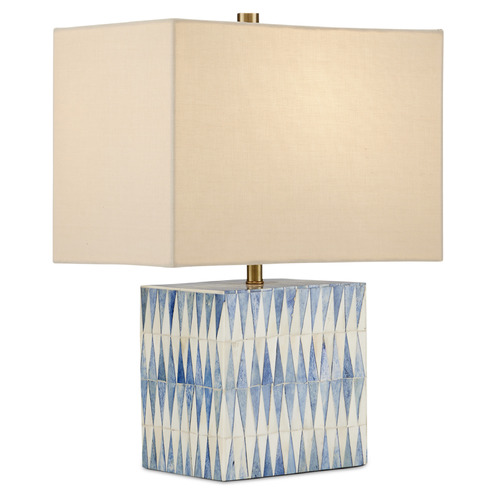 Currey and Company Lighting Currey and Company Nadene Blue / White Table Lamp with Rectangle Shade 6000-0887