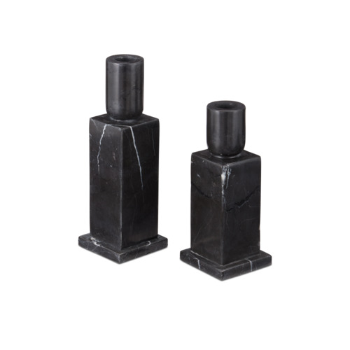 Lithos Black Candle Holder Set of 2 by Currey & Company