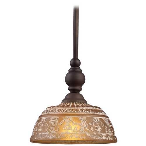 Elk Lighting Mini-Pendant Light with Amber Glass 66194-1