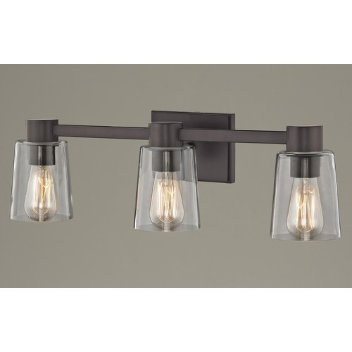 3-Light Clear Glass Bathroom Light Bronze