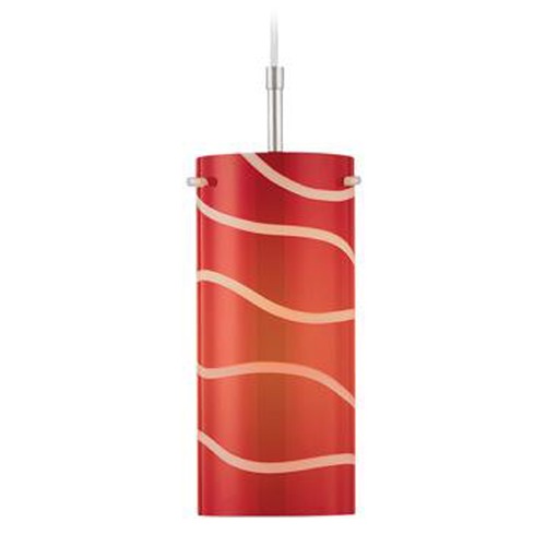 Lite Source Lighting Lite Source Pacifica Polished Steel Pendant Light with Cylindrical Shade LS-19991RED