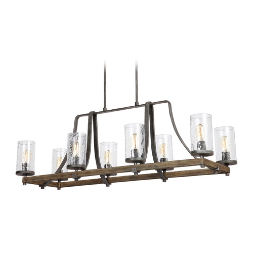 Visual Comfort Studio Collection Angelo Linear Chandelier in Oak & Slate Grey by Visual Comfort Studio F3136/8DWK/SGM