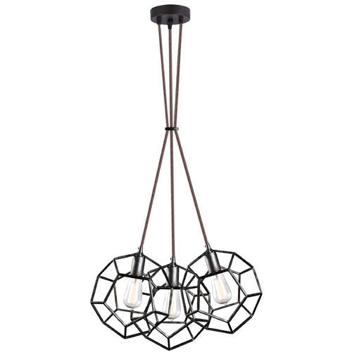 Matteo Lighting Geometry Series Rusty Black Multi-Light Pendant by Matteo Lighting C54633RB