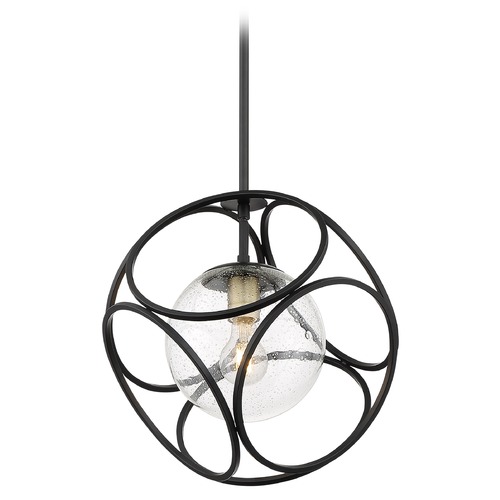 Satco Lighting Aurora Black & Vintage Brass Pendant with Globe Shade by Satco Lighting 60/6945