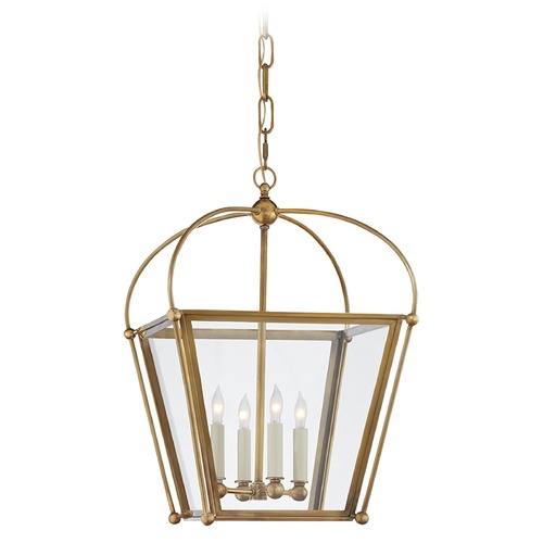 Visual Comfort Signature Collection E.F. Chapman Riverside Square Lantern in Brass by Visual Comfort Signature CHC3438ABCG