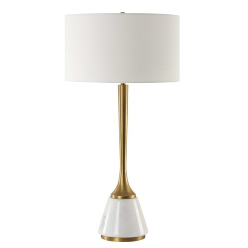 The Uttermost Company Avola White & Antique Brass Table Lamp with Drum Shade