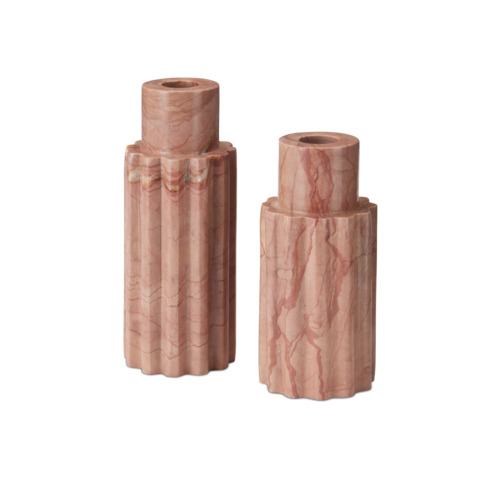 Penrose Pink Candle Holder Set of 2 by Currey & Company
