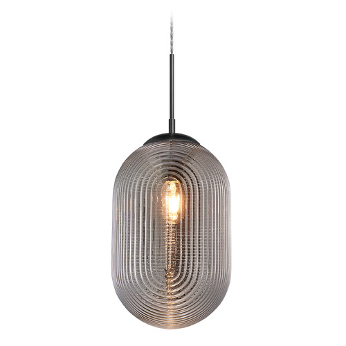 Matteo Lighting Maruna Matte Black Mini-Pendant Light with Oblong Shade