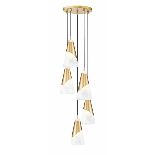 Z-Lite Aimie Modern Gold Multi-Light Pendant with Conical Shade