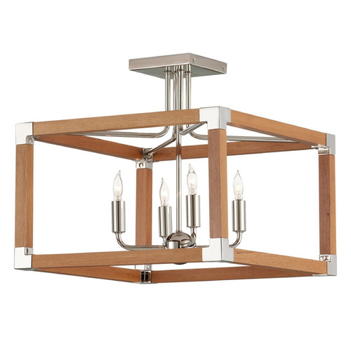 Currey and Company Boyd Natural / Polished Nickel Semi-Flushmount Light