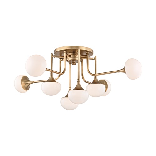 Fleming Semi-Flush Mount in Aged Brass by Hudson Valley Lighting