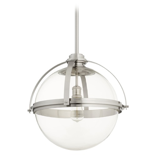 Satin Nickel Pendant with Globe Shade by Quorum Lighting