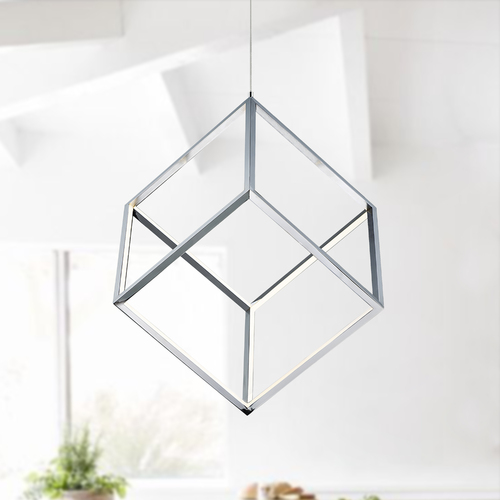 4 Square 20.50-Inch LED Pendant in Polished Chrome by ET2 Lighting