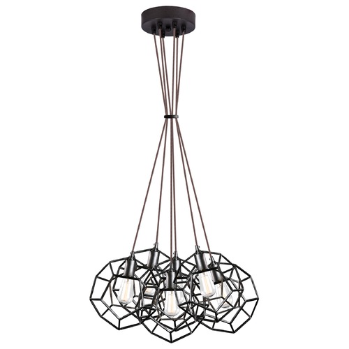 Geometry Series Rusty Black Multi-Light Pendant by Matteo Lighting