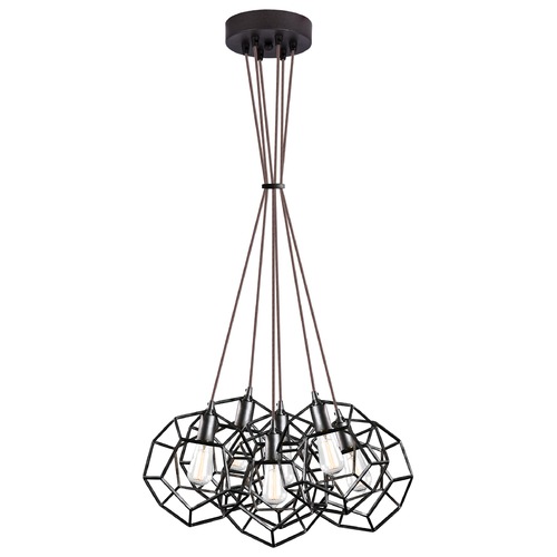 Matteo Lighting Geometry Series Rusty Black Multi-Light Pendant by Matteo Lighting C54636RB