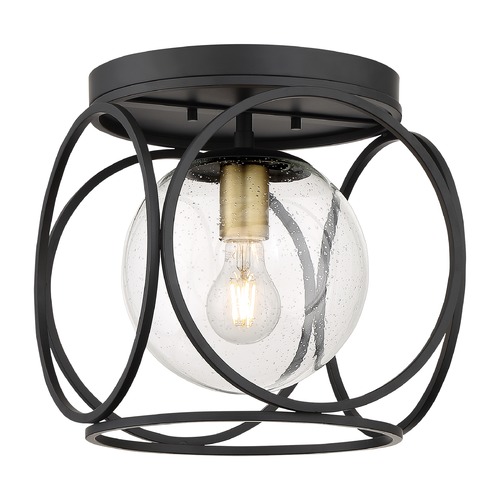 Aurora Black & Vintage Brass Semi-Flush Mount by Satco Lighting