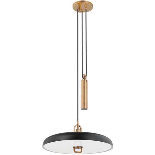 Troy Lighting Plummet Patina Brass & Soft Black LED Pendant Light with Bowl / Dome Shade