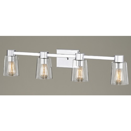 Design Classics Lighting 4-Light Clear Glass Bathroom Light Chrome 2104-26 GL1027-CLR