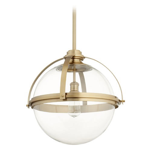 Quorum Lighting Aged Brass Pendant with Globe Shade by Quorum Lighting 88-20-80