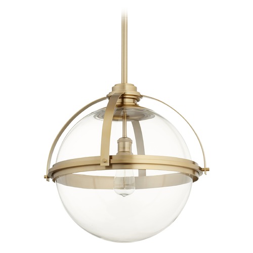 Aged Brass Pendant with Globe Shade by Quorum Lighting